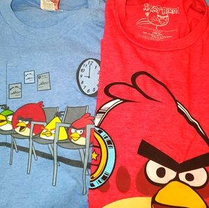 LOT of 2 ANGRY BIRDS Novelty T-shirts